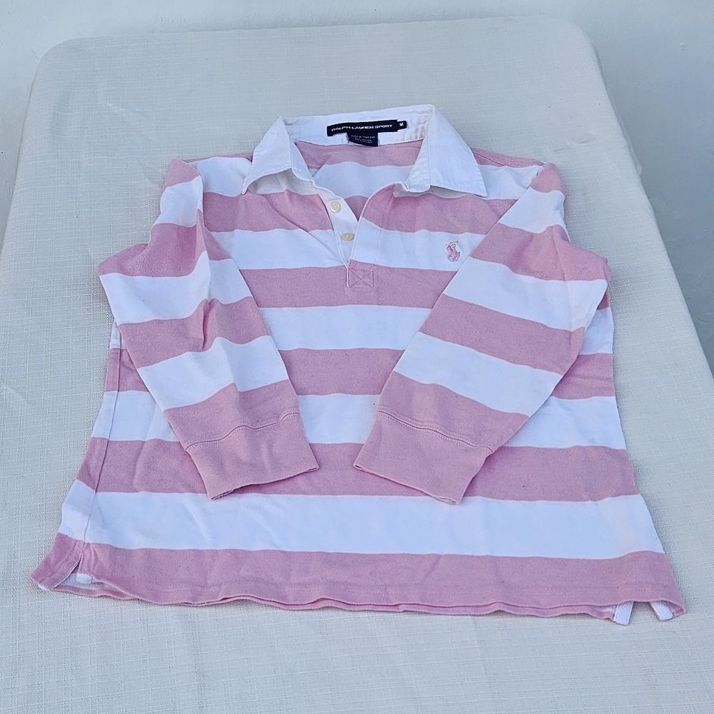 Ralph Lauren Kids Polo in Pink and White Stripes